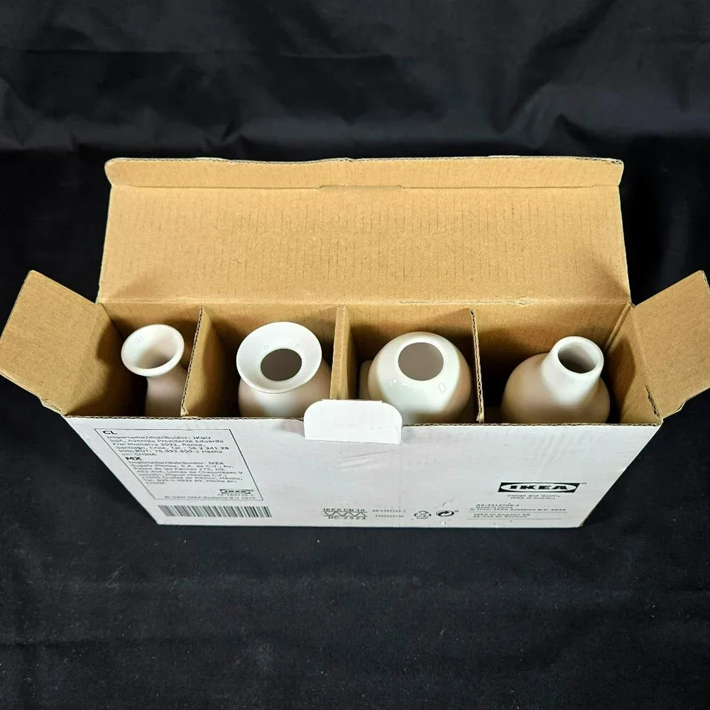 IKEA KRINGGA Modernist Ceramic Vases Set of 4 White New Boxed Pottery Sculptural